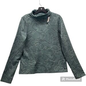 Under Armour Women Size Small Long Sleeve Mock Neck Top Gray‎ Camo Sweatshirts